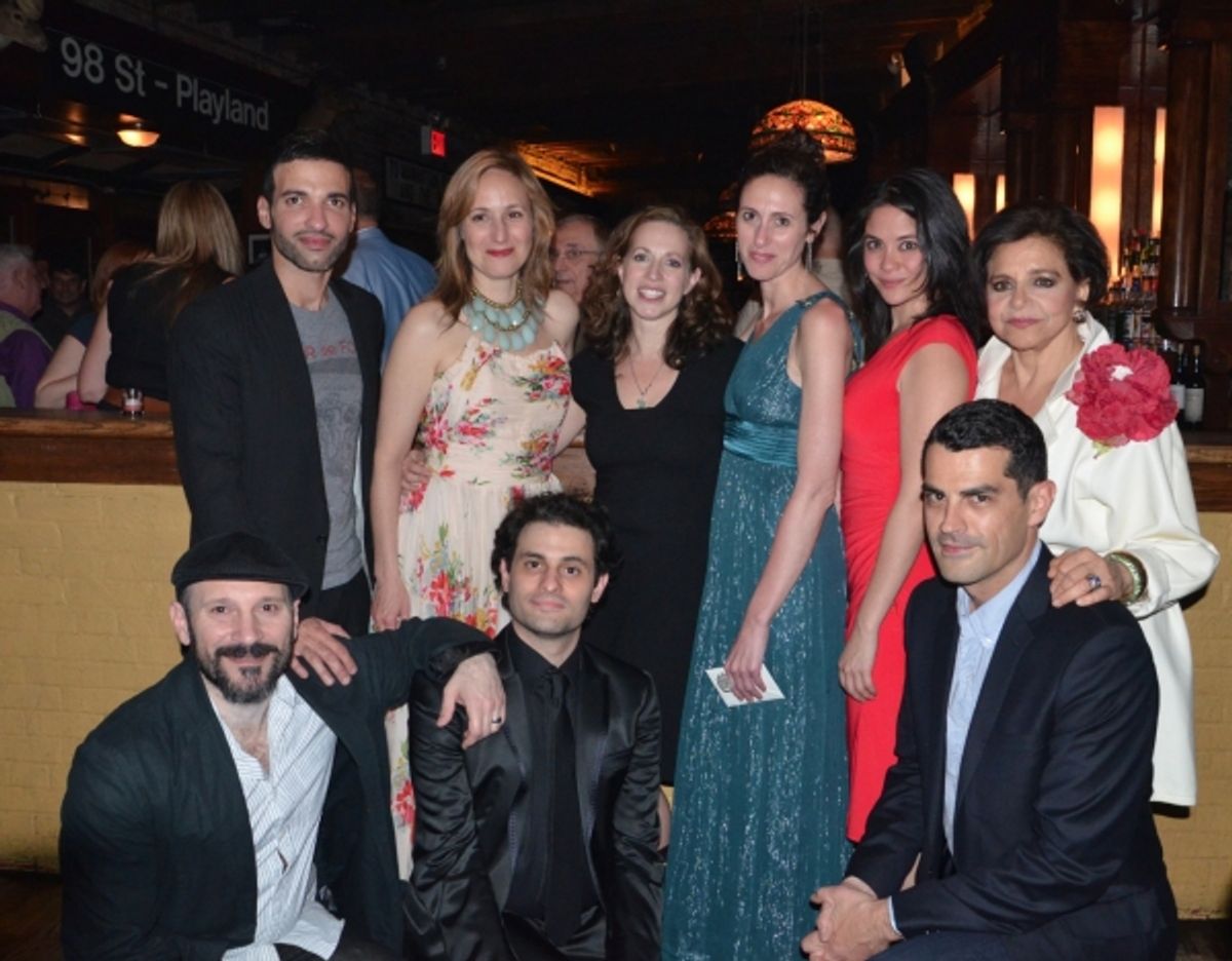 Back Row: Haaz Sleiman, Heather Raffo, Shana Gold, Lameece Issaq, Maha Chehlaoui, Kathryn Kates Front Row: Laith Nakli, Arian Moayed, Jacob Kader  at 