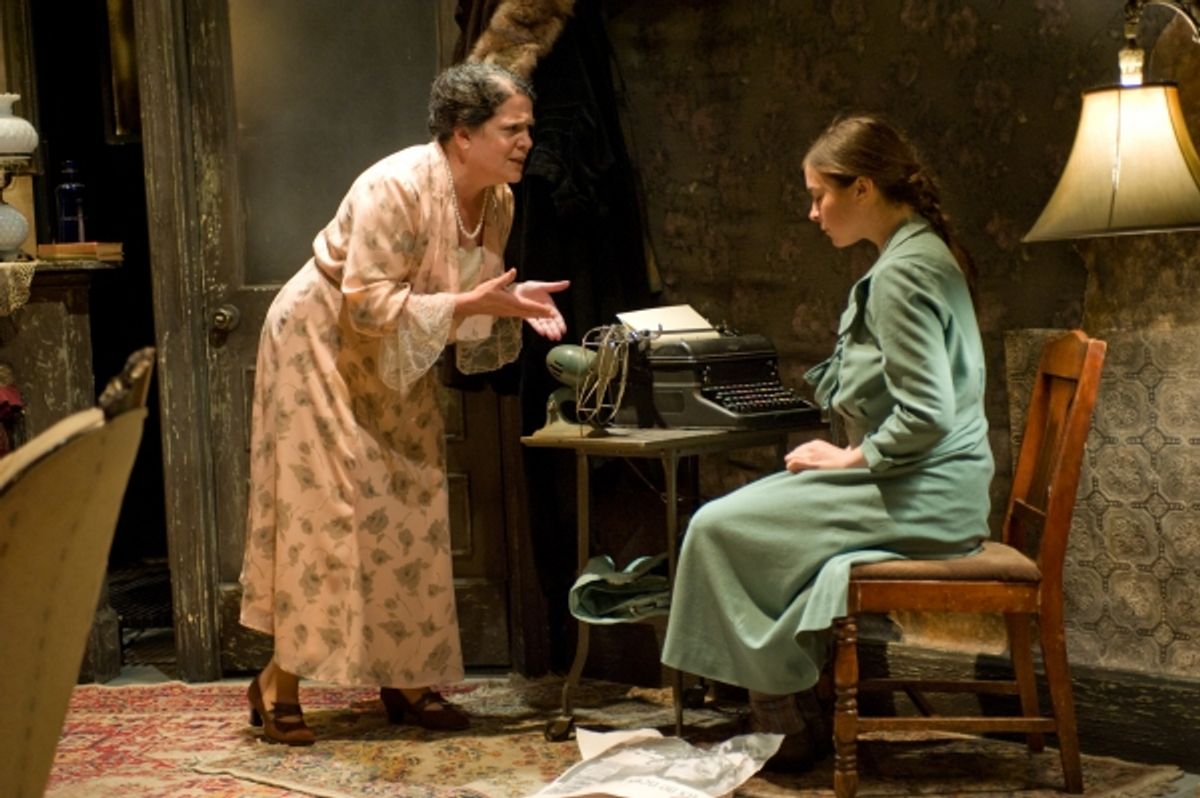 Amanda (Kathy Scambiatterra) scolds her daughter Laura (Leah Karpel) when she discovers she hasn't been attending her classes for weeks at 