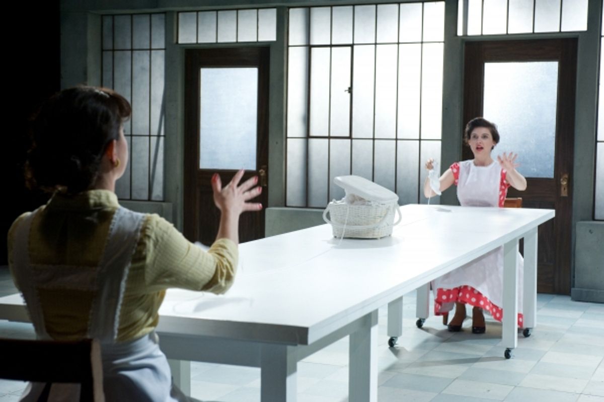 Doina (Audrey Francis) and Effie (Grace Rex) a stuck knitting  at 