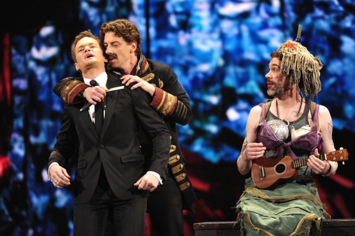 Neil Patrick Harris with the cast of 'Peter and the Starcatcher' at the 66th annual Tony Awards in New York on June 10, 2012 at 