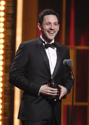 Steve Kazee accepts the award for best performance by an actor in a leading role in a musical for "Once"
@ BroadwayWorld Steve Kazee accepts the award for best performance by an actor in a leading role in a Photo