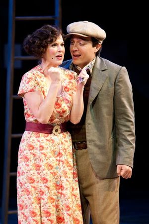 Allison Spratt Pearce as Phoebe and Christopher Salazar as Silvius in The Old Globe's Photo