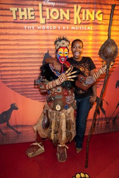 Buyi Zama who plays Rafiki pictured at Disney's The Lion King at Mandalay Bay and Mad Photo