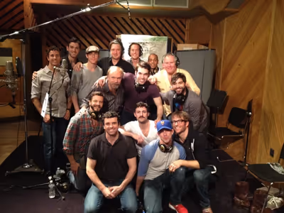 Max von Essen and the men of EVITA in the Recording Studio Photo