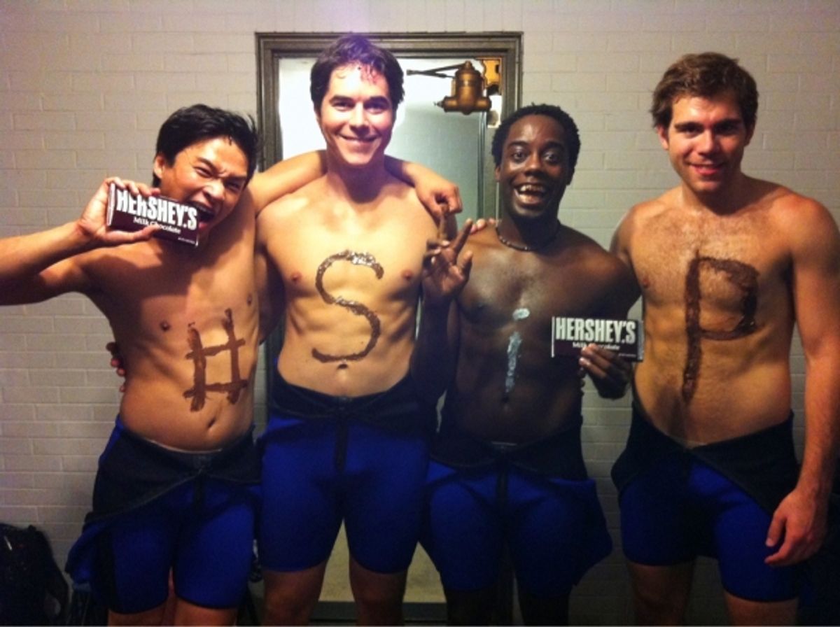 MAMMA MIA! Tour's Ethan Le Phong, Justin Berkobien, Donell James Foreman and Devin Archer at 