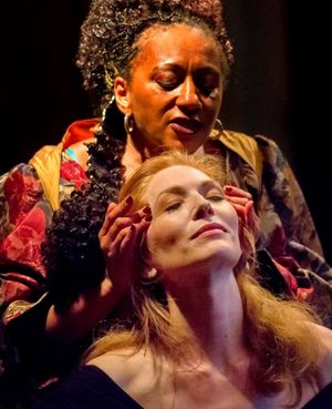 Nadia Cameron-Blakey (Angelica) and Clare Perkins (Moretta) Photo