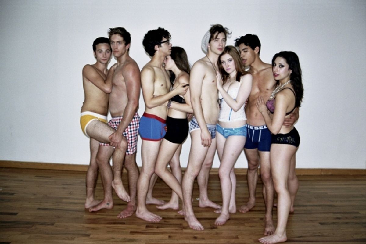 Daniel Quadrino, Matthew J. Riordan, Jeremy Greenbaum, Laura Dreyfuss, Wesley Tunison, Abbe Tanenbaum, Davi Santos and Katie Mack at Meet the Cast of NYMF's TROUBLE THE MUSICAL
