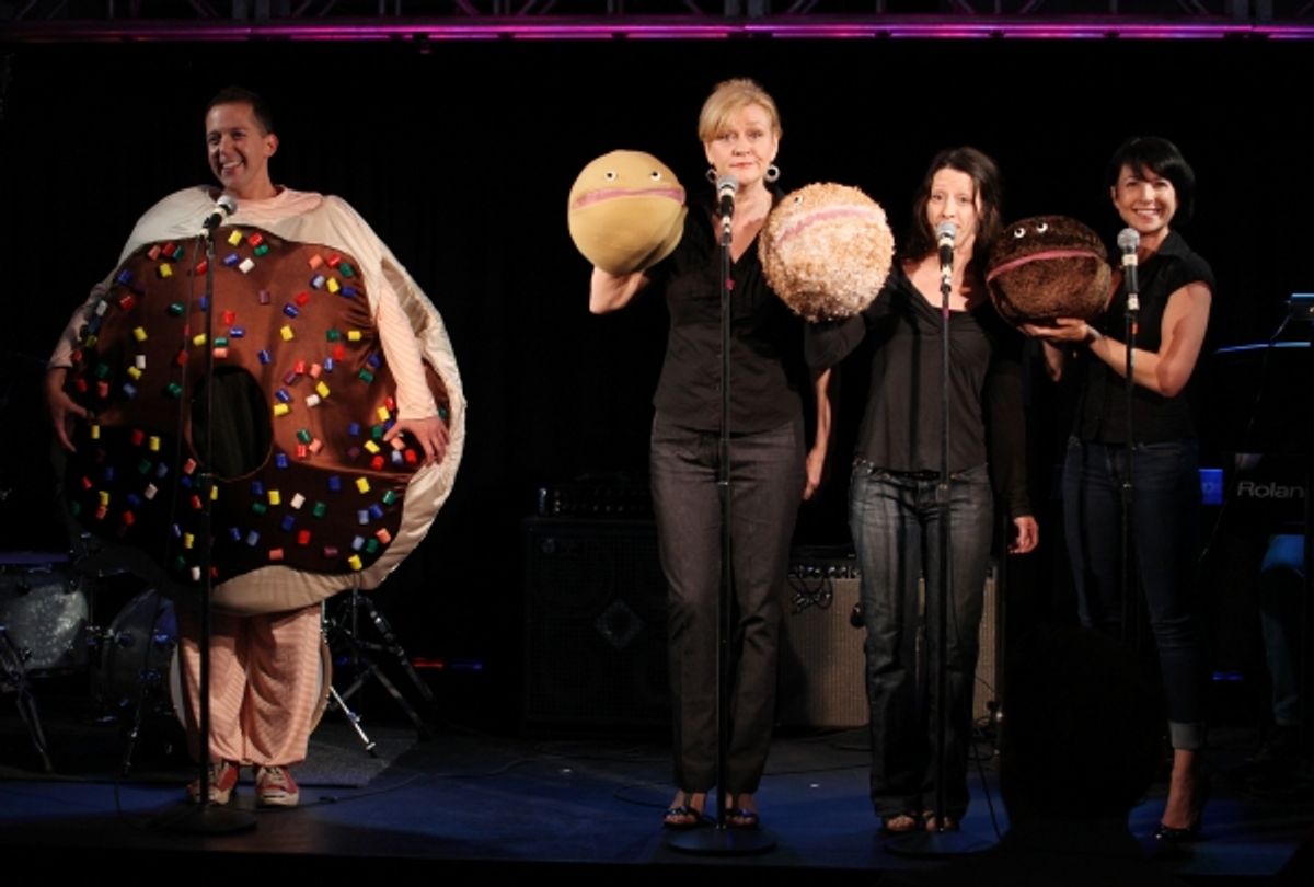 Tom Deckman with Jane Blass, Stephanie Fittro and Jennifer Wren  'Arnie The Doughnut'  at 