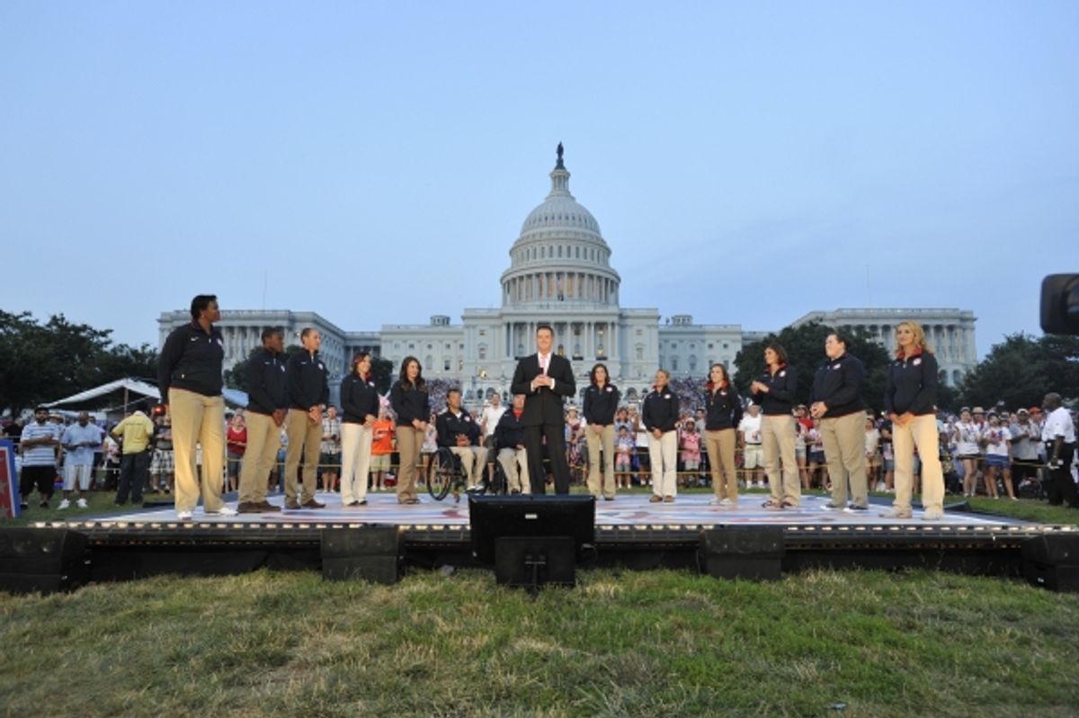 Russell Watson with US Olympians at 