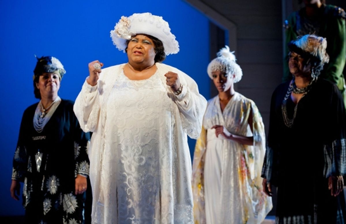 Felicia P. Fields as Mother Shaw (center) with ensemble members Shari Addison, Yusha-Marie Sorzano and Laura Walls at 