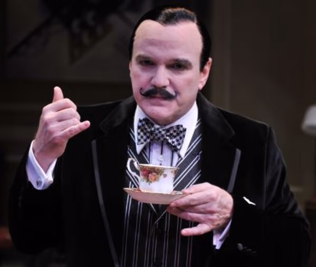 James Black as Hercule Poirot in the Alley Theatre's production of Agatha Christie's BLACK COFFEE at BWW Reviews: Agatha Christie's BLACK COFFEE - Beat the Summer Heat with This Chilling Treat