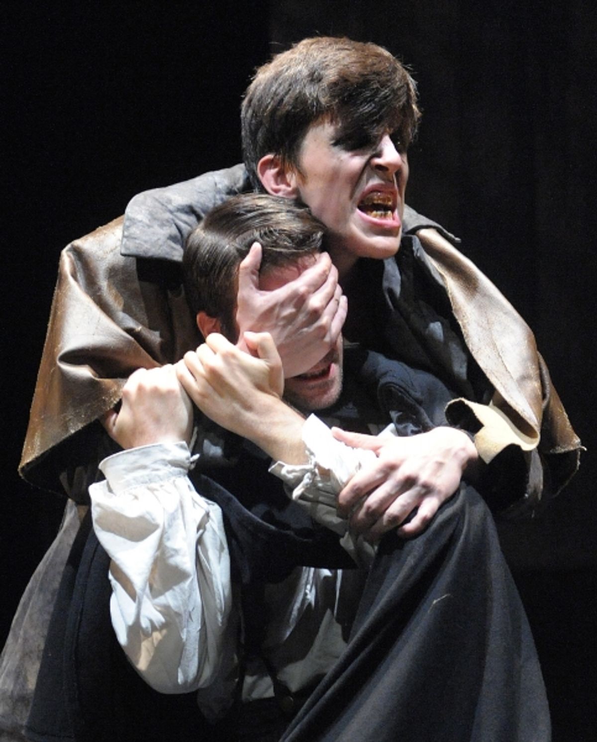 John Zdrojeski as the Creature (top) and Joe Varca as Victor (bottom) at 