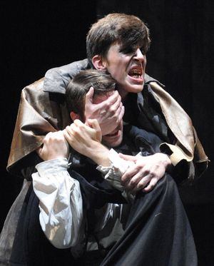 John Zdrojeski as the Creature (top) and Joe Varca as Victor (bottom) Photo