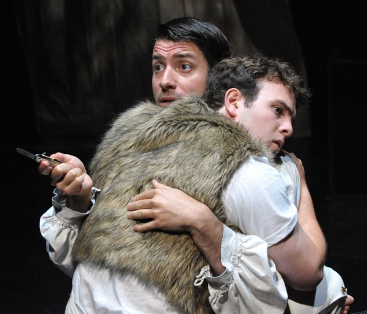 Noah Berman (back facing out) as Cat and Joe Varca as Victor at 