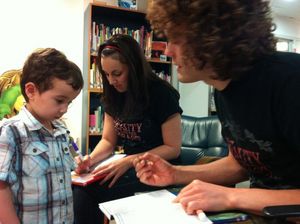 Sick Kids kid, Henry Schatzker, with Beauty and the Beast cast members Lauren Palmeri Photo
