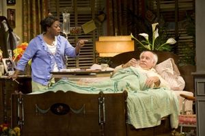 Greta Oglesby as Registered Nurse and Peter Michael Goetz as Willie Clark @ BroadwayWorld Greta Oglesby as Registered Nurse and Peter Michael Goetz as Willie Clark Photo