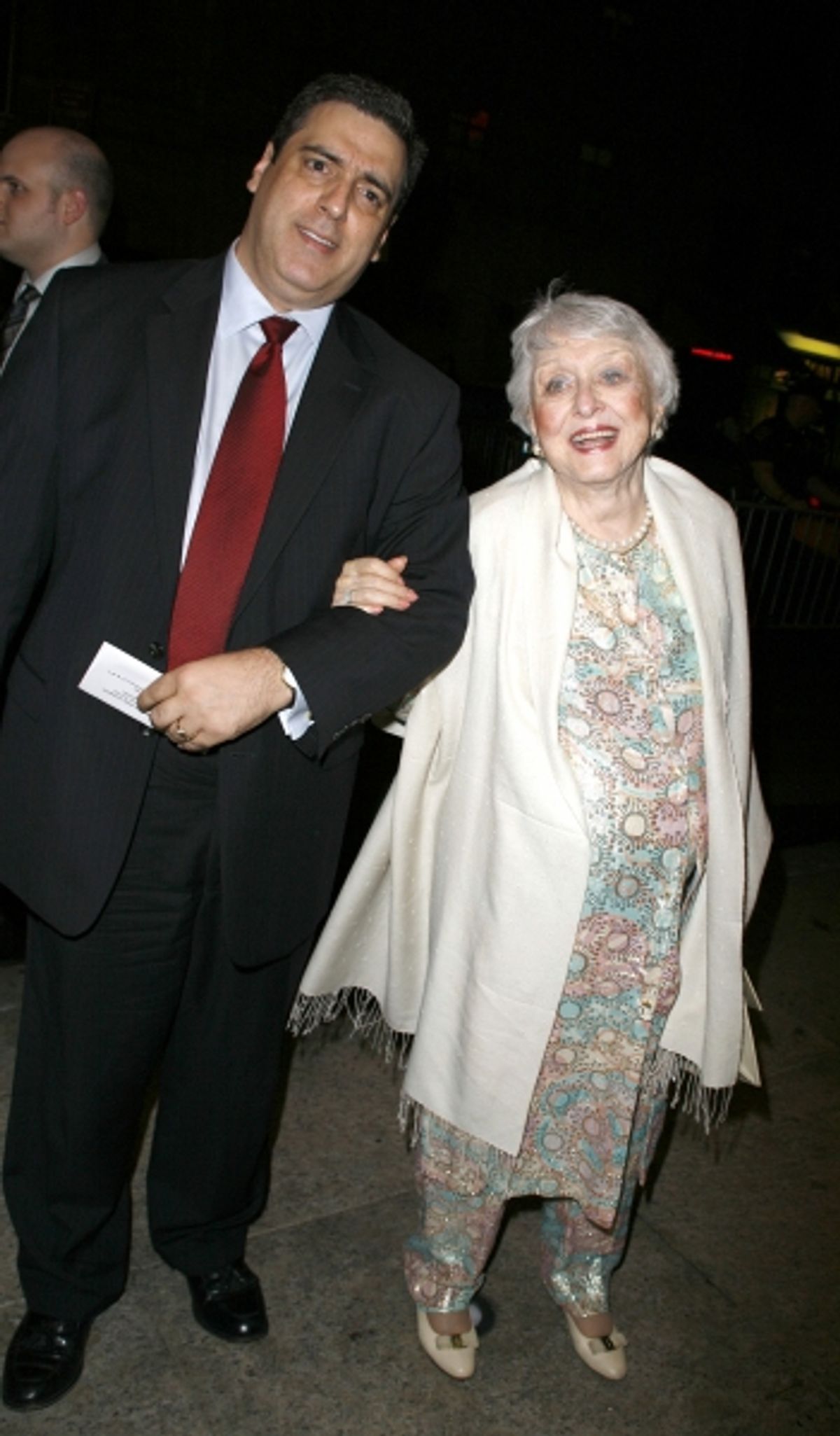 Celeste Holm & husband Frank Basile arriving for the Opening Night Performance of Manhattan Theatre Club's MAURITIUS at the Biltmore Theatre in New York City. October 4, 2007 at 