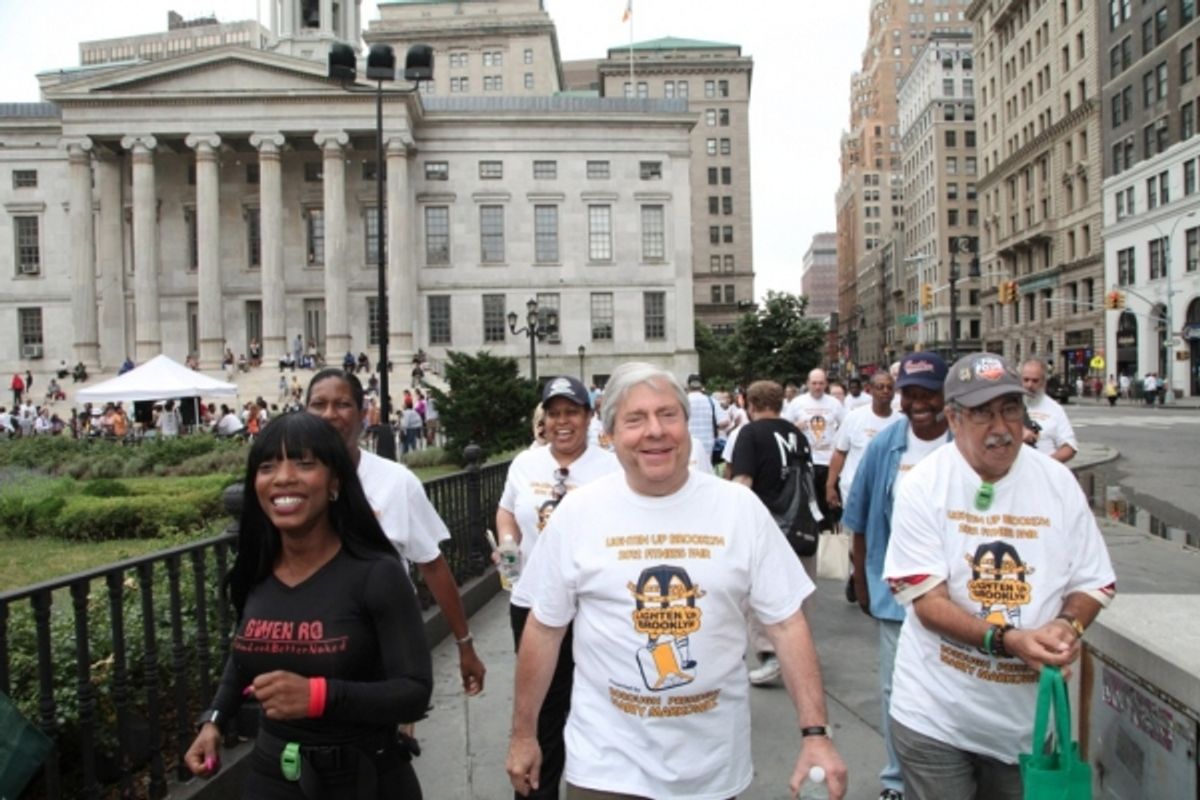 BP Markowitz leads Brooklynites on power walk from Borough Hall at 