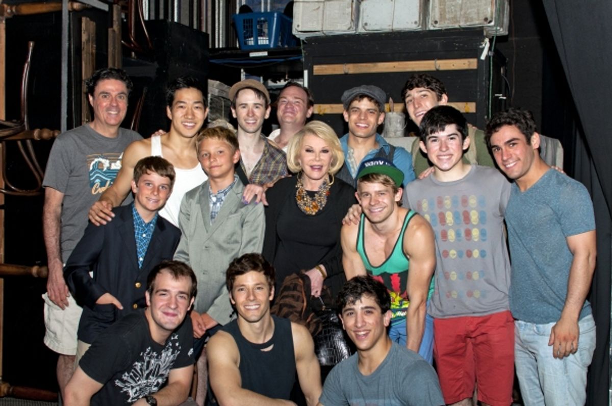 Joan Rivers and cast of NEWSIES at 