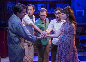 L to R: Dylan Godwin as Wally, Mark Ivy as Eugue, Cameron Bautsch as Skip & Andy Gibbs as Denny. @ BroadwayWorld L to R: Dylan Godwin as Wally, Mark Ivy as Eugue, Cameron Bautsch as Skip & Andy Gibb Photo