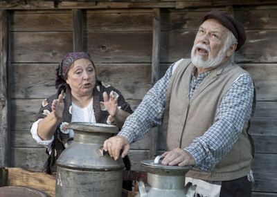 Agnes Broberg as Golde and Neal Barth as Tevye Photo